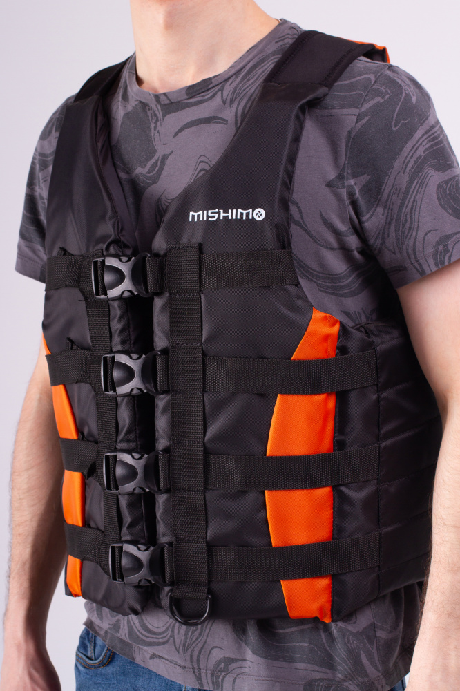 Жилет спасательный MISHIMO PRO Премиум качества Черно-оранжевый в Невинномысске