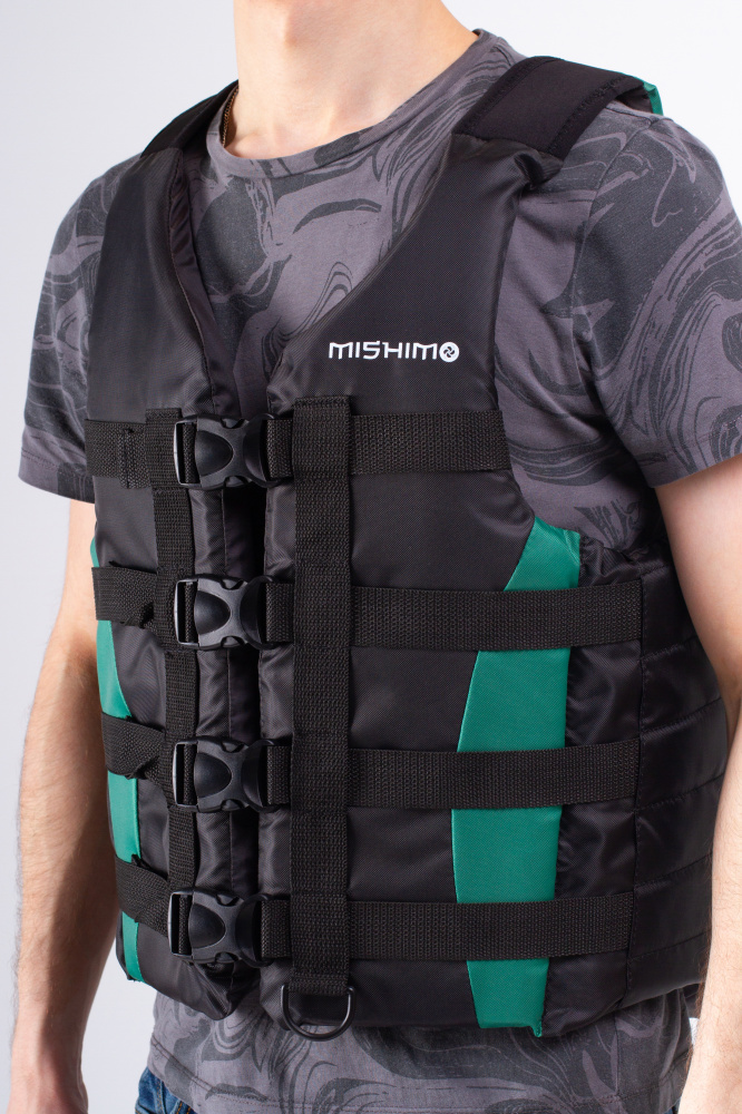 Жилет спасательный MISHIMO PRO Премиум качества Черно-зеленый в Невинномысске