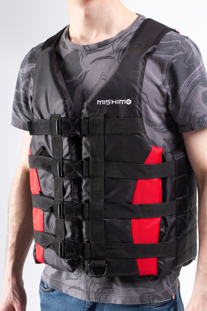 Жилет спасательный MISHIMO PRO Премиум качества Черно-красный в Невинномысске