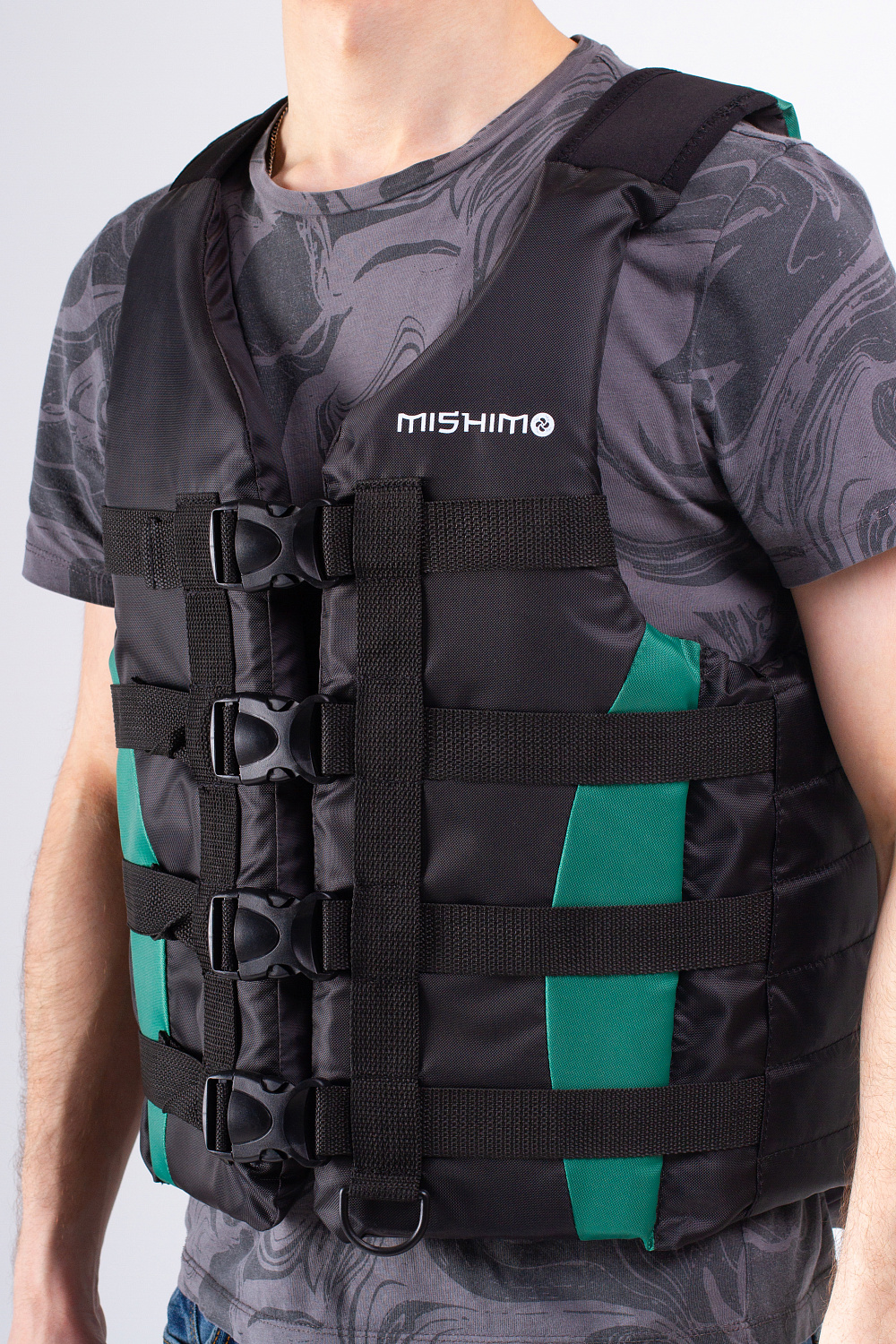 Жилет спасательный MISHIMO PRO Премиум качества Черно-зеленый в Невинномысске